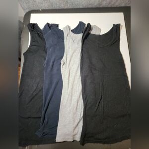 Set of Sleeveless Tank Tops in Black, Navy, and Gray